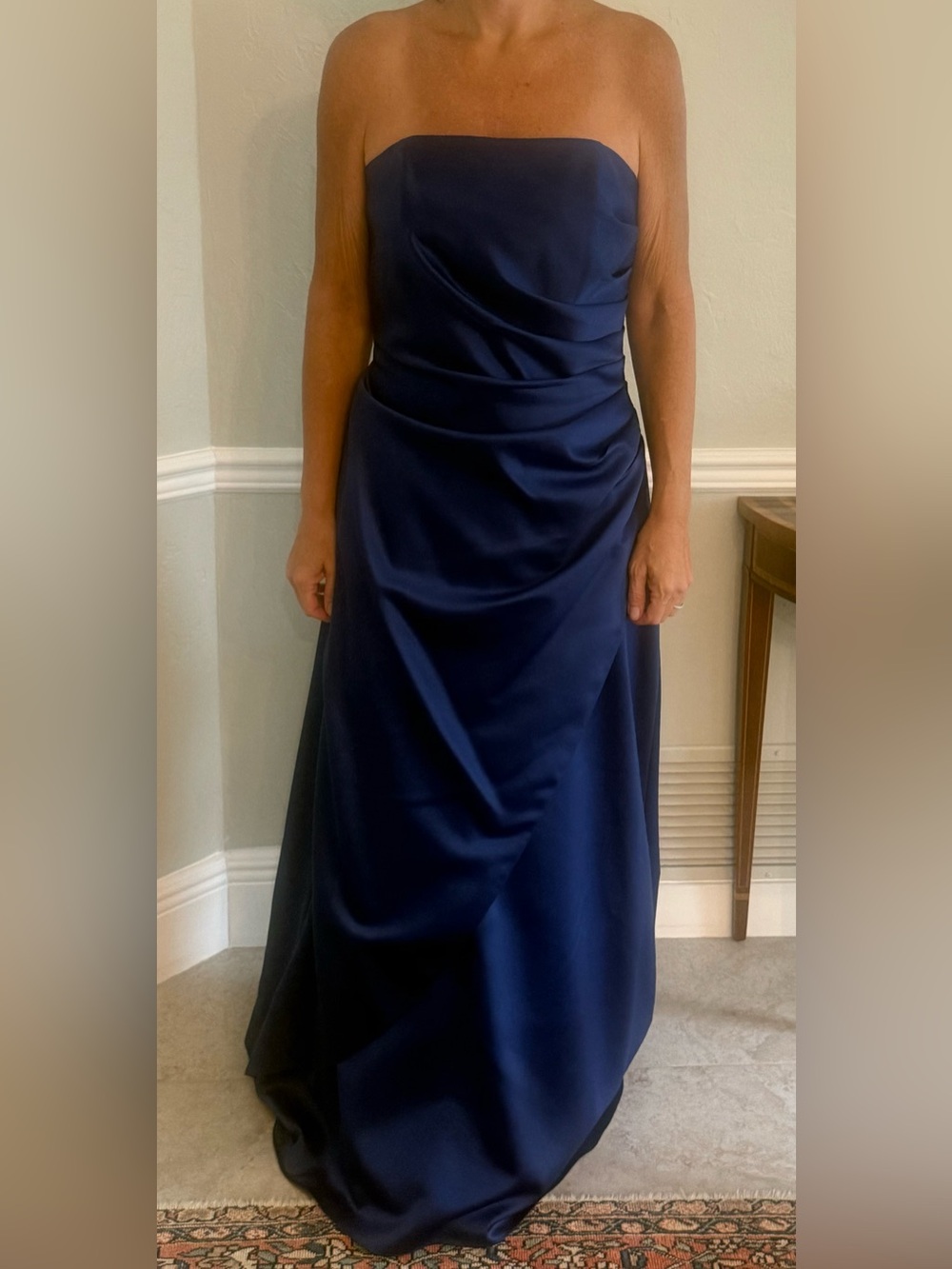 Urban Girl Nites Strapless Navy Satin Maxi Gown